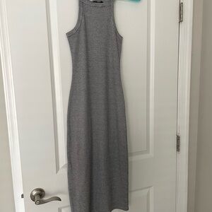 Gray Sleeveless Women's Striped Dress